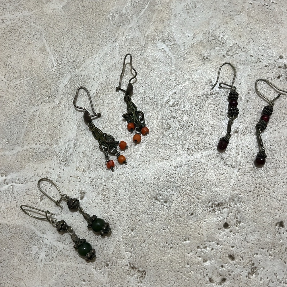 Bundled silver earrings